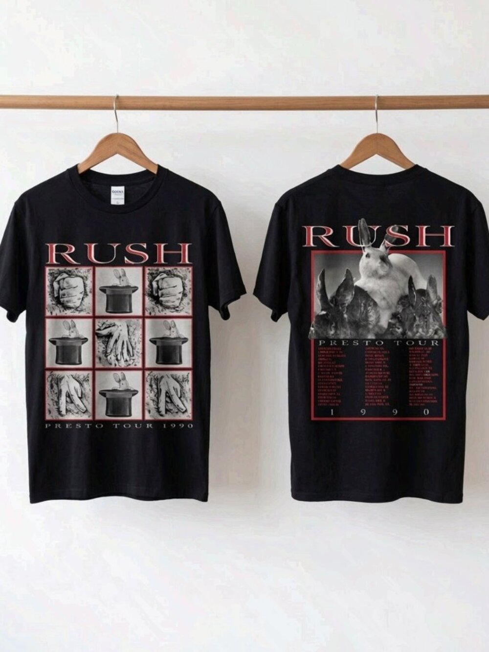 Rush Presto Tour 1990 Vintage Graphic Black T-Shirt Reprint